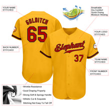 Load image into Gallery viewer, Custom Gold Red-Black Authentic Baseball Jersey