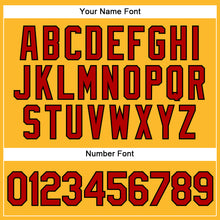 Load image into Gallery viewer, Custom Gold Red-Black Authentic Baseball Jersey