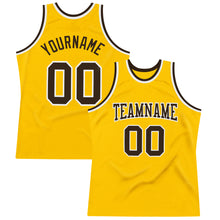Load image into Gallery viewer, Custom Gold Brown-White Authentic Throwback Basketball Jersey