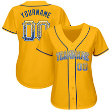 Load image into Gallery viewer, Custom Gold Royal-White Authentic Drift Fashion Baseball Jersey