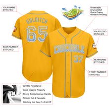 Load image into Gallery viewer, Custom Gold Light Blue-White Authentic Drift Fashion Baseball Jersey