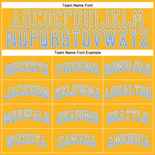 Load image into Gallery viewer, Custom Gold Light Blue-White Authentic Drift Fashion Baseball Jersey