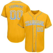 Load image into Gallery viewer, Custom Gold Light Blue-White Authentic Drift Fashion Baseball Jersey