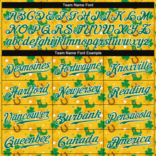 Load image into Gallery viewer, Custom Gold Kelly Green-White 3D Pattern Design Authentic St. Patrick's Day Baseball Jersey