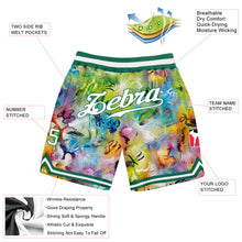 Load image into Gallery viewer, Custom Scratch Graffiti Pattern White-Kelly Green 3D Authentic Basketball Shorts