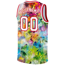 Load image into Gallery viewer, Custom Scratch Graffiti Pattern White-Red 3D Authentic Basketball Jersey