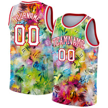 Load image into Gallery viewer, Custom Scratch Graffiti Pattern White-Red 3D Authentic Basketball Jersey
