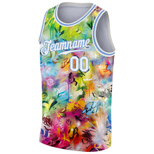 Load image into Gallery viewer, Custom Scratch Graffiti Pattern White-Light Blue 3D Authentic Basketball Jersey