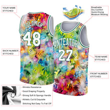 Load image into Gallery viewer, Custom Scratch Graffiti Pattern White-Kelly Green 3D Authentic Basketball Jersey