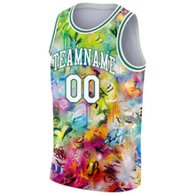 Load image into Gallery viewer, Custom Scratch Graffiti Pattern White-Kelly Green 3D Authentic Basketball Jersey