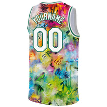 Load image into Gallery viewer, Custom Scratch Graffiti Pattern White-Kelly Green 3D Authentic Basketball Jersey