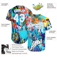 Load image into Gallery viewer, Custom Abstract Graffiti White-Light Blue 3D Authentic Baseball Jersey