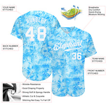 Load image into Gallery viewer, Custom Scratch Graffiti Pattern White-Light Blue 3D Authentic Baseball Jersey