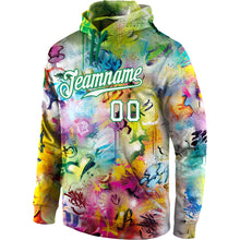 Load image into Gallery viewer, Custom Stitched Graffiti Pattern White-Kelly Green 3D Sports Pullover Sweatshirt Hoodie