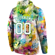 Load image into Gallery viewer, Custom Stitched Graffiti Pattern White-Kelly Green 3D Sports Pullover Sweatshirt Hoodie