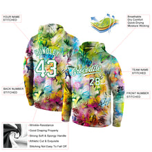 Load image into Gallery viewer, Custom Stitched Graffiti Pattern White-Kelly Green 3D Sports Pullover Sweatshirt Hoodie
