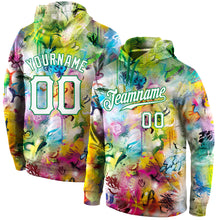 Load image into Gallery viewer, Custom Stitched Graffiti Pattern White-Kelly Green 3D Sports Pullover Sweatshirt Hoodie