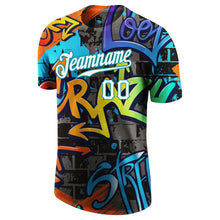 Load image into Gallery viewer, Custom Graffiti Pattern White-Aqua 3D Performance T-Shirt