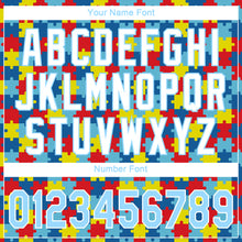Load image into Gallery viewer, Custom Autism Awareness Puzzle Pieces Light Blue-White 3D Authentic Baseball Jersey