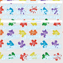 Load image into Gallery viewer, Custom Autism Awareness Puzzle Pieces White-Light Blue 3D Authentic Baseball Jersey