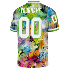 Load image into Gallery viewer, Custom Graffiti Pattern White-Neon Green 3D Authentic Throwback Football Jersey