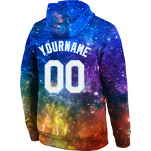 Load image into Gallery viewer, Custom Stitched Galactic White-Light Blue 3D Sports Pullover Sweatshirt Hoodie