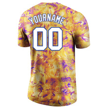 Load image into Gallery viewer, Custom Splashes Graffiti Pattern White-Royal 3D Performance T-Shirt