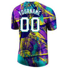 Load image into Gallery viewer, Custom Graffiti Abstract Urban Pattern White-Aqua 3D Performance T-Shirt