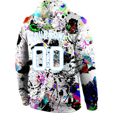 Load image into Gallery viewer, Custom Stitched Splashes Graffiti Pattern White-Light Blue 3D Sports Pullover Sweatshirt Hoodie