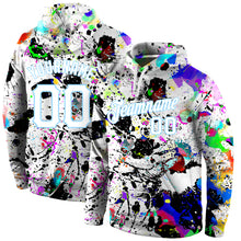 Load image into Gallery viewer, Custom Stitched Splashes Graffiti Pattern White-Light Blue 3D Sports Pullover Sweatshirt Hoodie