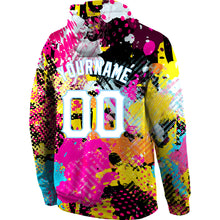 Load image into Gallery viewer, Custom Stitched Graffiti Bright Psychedelic Pattern White-Light Blue 3D Sports Pullover Sweatshirt Hoodie