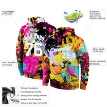 Load image into Gallery viewer, Custom Stitched Graffiti Bright Psychedelic Pattern White-Light Blue 3D Sports Pullover Sweatshirt Hoodie
