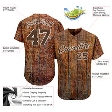 Load image into Gallery viewer, Custom Graffiti Pattern Brown-White 3D Wood Authentic Baseball Jersey
