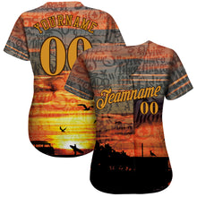Load image into Gallery viewer, Custom Graffiti Pattern Gold-Brown 3D Beach Authentic Baseball Jersey