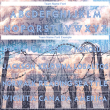 Load image into Gallery viewer, Custom Graffiti Pattern Light Blue-White 3D Freedom Authentic Baseball Jersey