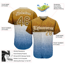 Load image into Gallery viewer, Custom Graffiti Pattern Gold-White 3D Chicano Authentic Baseball Jersey