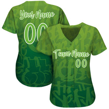 Load image into Gallery viewer, Custom Graffiti Pattern Green-White 3D Green Authentic Baseball Jersey