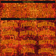 Load image into Gallery viewer, Custom Graffiti Pattern Red-Gold 3D Fire Authentic Baseball Jersey