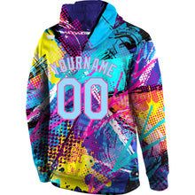 Load image into Gallery viewer, Custom Stitched Graffiti Pattern Light Blue-Pink 3D Sports Pullover Sweatshirt Hoodie