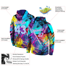 Load image into Gallery viewer, Custom Stitched Graffiti Pattern Light Blue-Pink 3D Sports Pullover Sweatshirt Hoodie