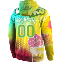 Load image into Gallery viewer, Custom Stitched Graffiti Pattern Neon Green-White 3D Sports Pullover Sweatshirt Hoodie