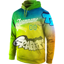 Load image into Gallery viewer, Custom Stitched Graffiti Pattern Neon Green-White 3D Sports Pullover Sweatshirt Hoodie