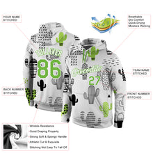 Load image into Gallery viewer, Custom Stitched Graffiti Pattern Neon Green-White 3D Cactus Sports Pullover Sweatshirt Hoodie