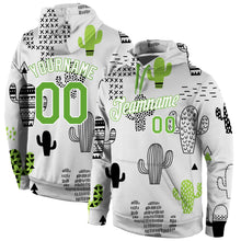 Load image into Gallery viewer, Custom Stitched Graffiti Pattern Neon Green-White 3D Cactus Sports Pullover Sweatshirt Hoodie