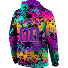 Load image into Gallery viewer, Custom Stitched Graffiti Pattern Purple-Pink 3D Sports Pullover Sweatshirt Hoodie