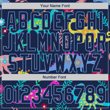 Load image into Gallery viewer, Custom Stitched Graffiti Pattern Navy-Light Blue 3D Dinosaur Sports Pullover Sweatshirt Hoodie