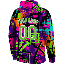 Load image into Gallery viewer, Custom Stitched Graffiti Pattern Neon Green-White 3D Sports Pullover Sweatshirt Hoodie