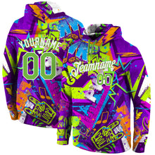 Load image into Gallery viewer, Custom Stitched Graffiti Pattern Neon Green-White 3D Sports Pullover Sweatshirt Hoodie