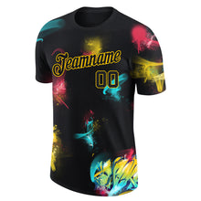 Load image into Gallery viewer, Custom Graffiti Pattern Black-Gold 3D Performance T-Shirt