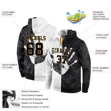 Load image into Gallery viewer, Custom Stitched Graffiti Pattern Black-Old Gold 3D Sports Pullover Sweatshirt Hoodie